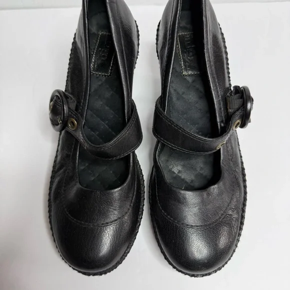 Clarks Black Leather block heel Pump with Strap Women Dress Shoes size 5 - Picture 5 of 9